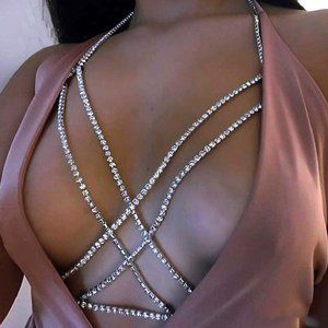 New Sexy Crystal Bra Chain Necklace.